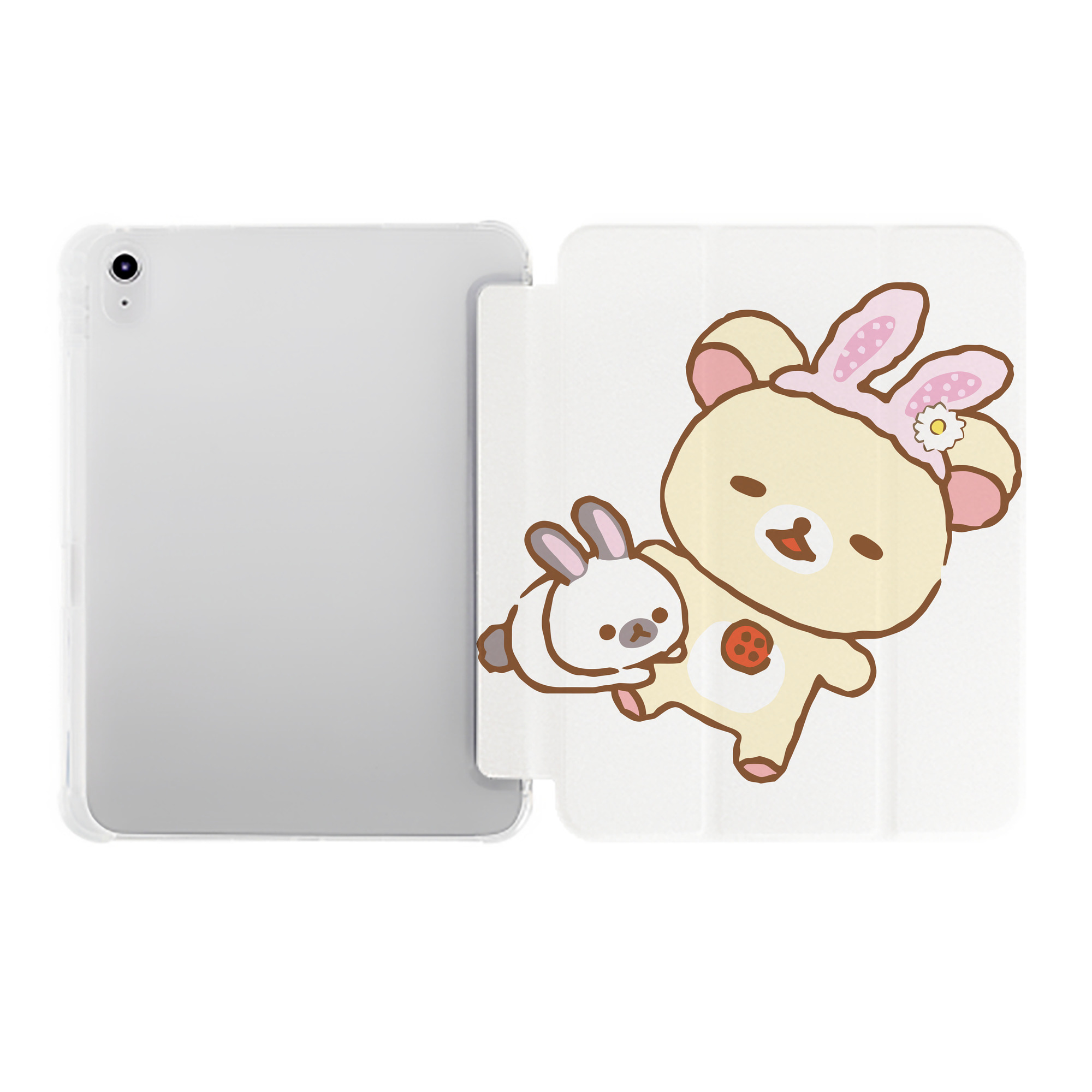 （画像用） リラックマ リラックマ キイロイトリ Rilakkuma Korilakkuma Kiiroitori IPad ケース ペン収納付き 三つ折りスタンド PUレザー×シリコン 対応機種9.5/10.5/10.9インチ